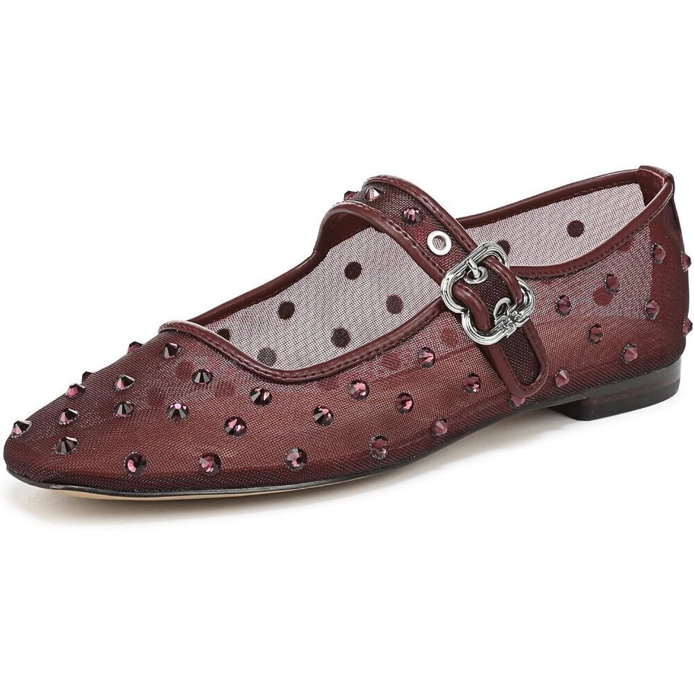 Sam Edelman Womens French Merlot Leather  Michaela Mary Jane Ballet Flat Shoes